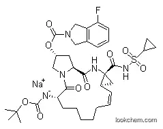 4-Fluoro-1,3-dihydro-2H-isoindole-2-carboxylic acid (2R,6S,12Z,13aS,14aR,16aS)-14a-[[(cyclopropylsulfonyl)amino]carbonyl]-6-[[(1,1-dimethylethoxy)carbonyl]amino]-1,2,3,5,6,7,8,9,10,11,13a,14,14a,15,16,16a-hexadecahydro-5,16-dioxocyclopropa[e]pyrrolo[1,2-a][1,4]diazacyclopentadecin-2-yl ester sodium salt